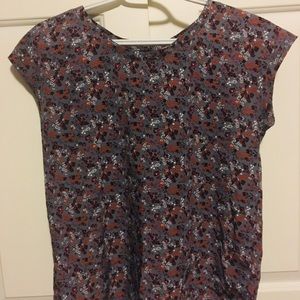 Grey floral blouse with partially open back